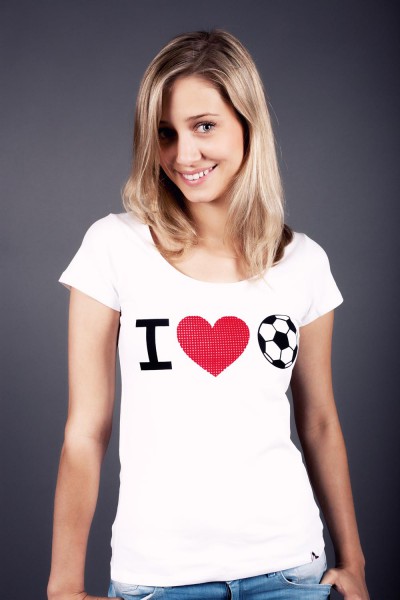 T-Shirt I love Fußball Flock 12te Frau 12teFrau Schmuck Fußball Fanschmuck Fashion