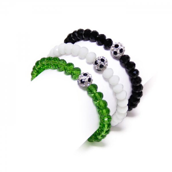 Kristallarmband Deine Farben schwarz weiß grün by 12teFRAU
