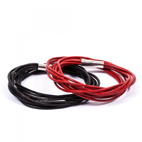 Lederarmbänder 10er schwarz rot