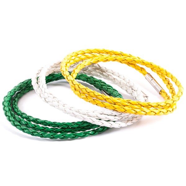 Lederarmbänder Doppelpack weiß grün gelb by 12teFRAU