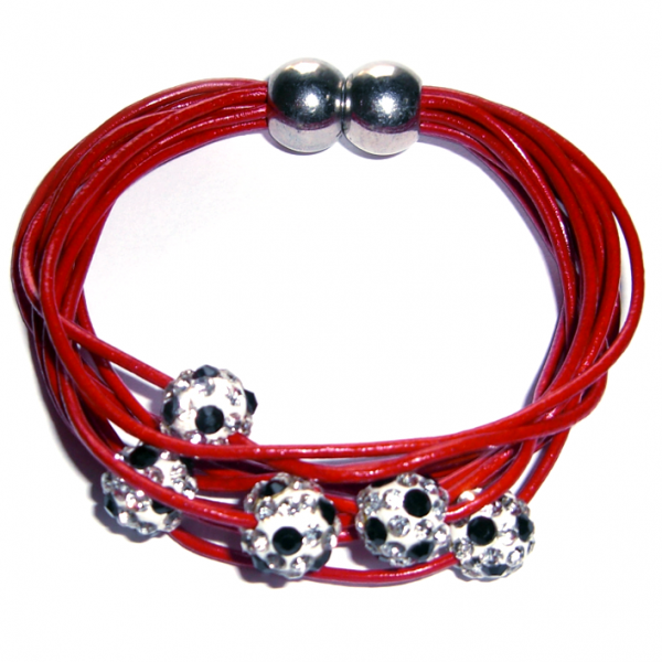 Magnetarmband Doppelpass Leder rot