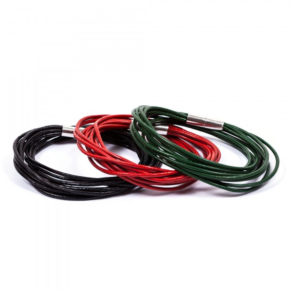 Lederarmbänder 10er schwarz rot grün by 12teFRAU