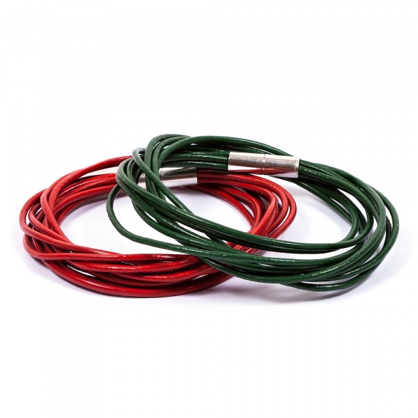 Lederarmbänder 10er rot grün