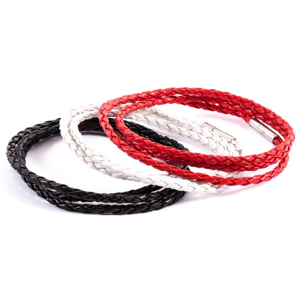 Lederarmbänder Doppelpack schwarz weiß rot by 12teFRAU
