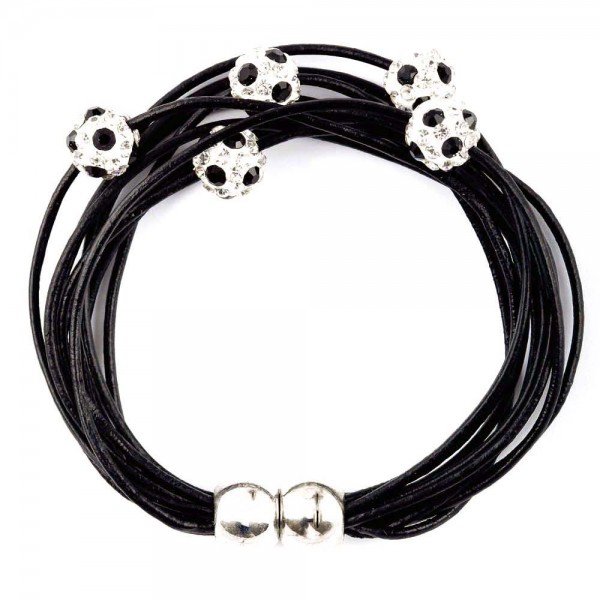 Magnetarmband Doppelpass Leder schwarz