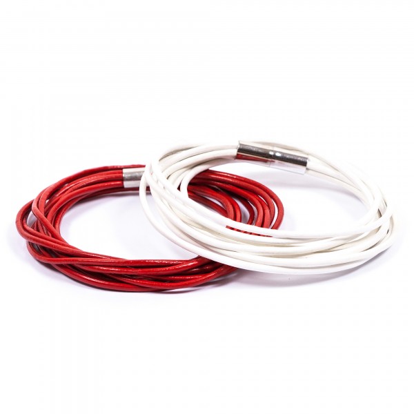 Lederarmbänder 10er weiß rot